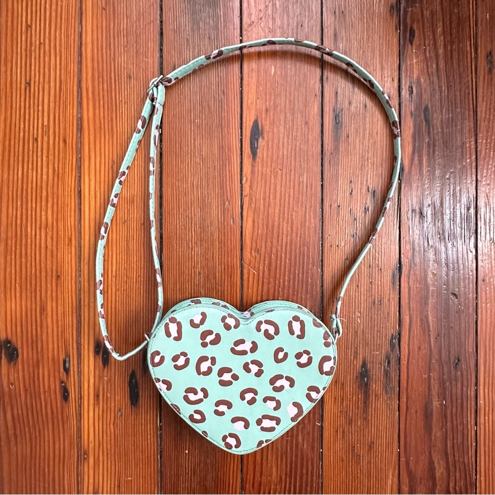 Target pastel leopard print heart shaped mini crossbody bag